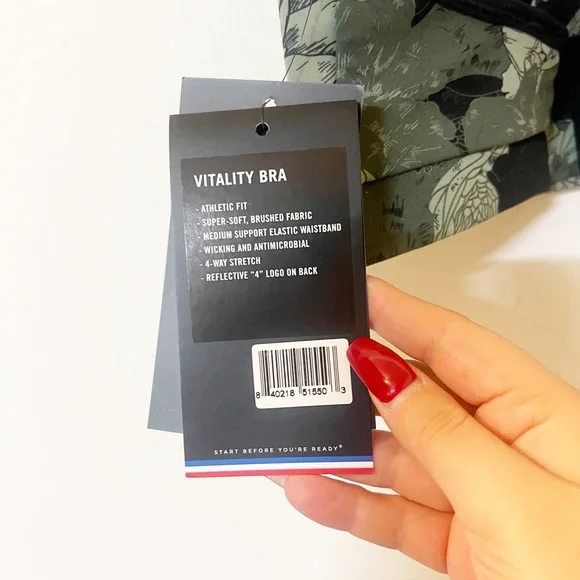 Four Laps vitality athletic fit peonies print thyme olive green new bra - Picture 10 of 14